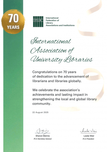 70 years of IATUL - IFLA certificate