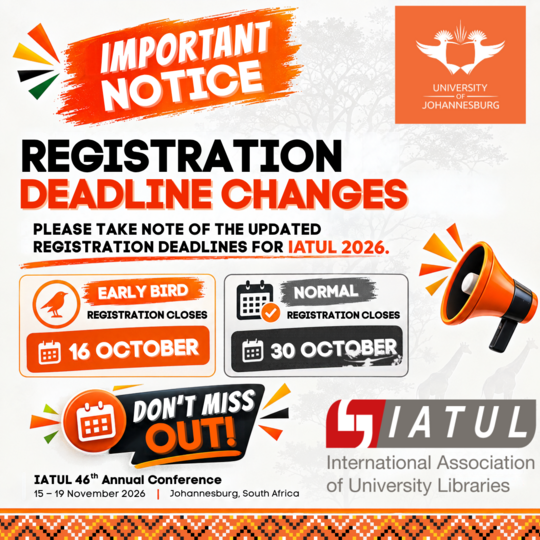 Registration closes 30 Pctober Registration Deadline Changes